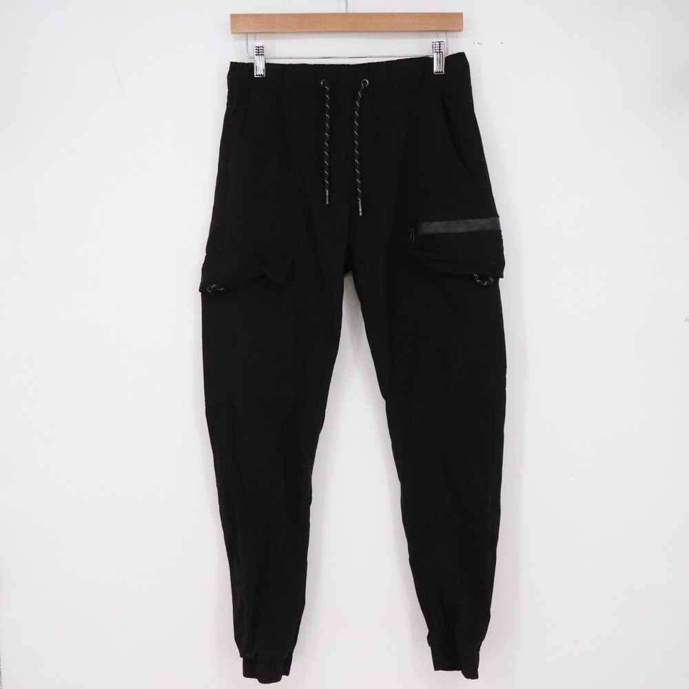 Ring of Fire Joggers Mens S Cargo Tapered Black Drawstring Utility Excellent